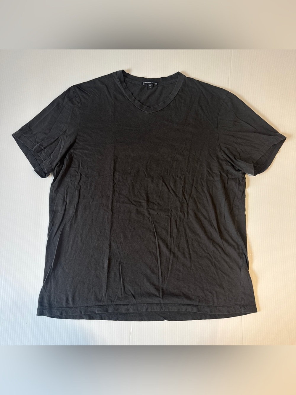 James Perse Los Angeles Black Crewneck Tee Luxury Minimalist Basic Cotton Large